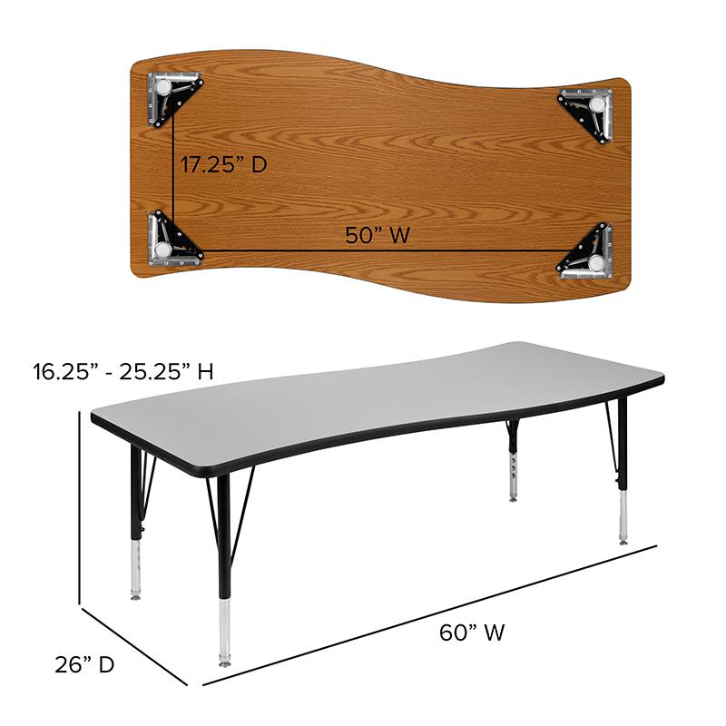 26"W x 60"L Wave Collaborative Grey Thermal Activity Table - Height Short Legs. Picture 5