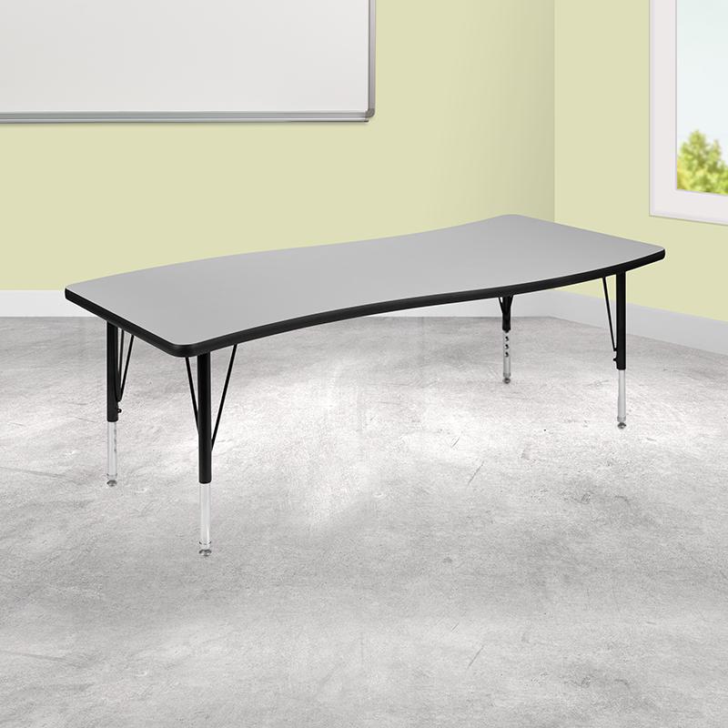 26"W x 60"L Wave Collaborative Grey Thermal Activity Table - Height Short Legs. Picture 1