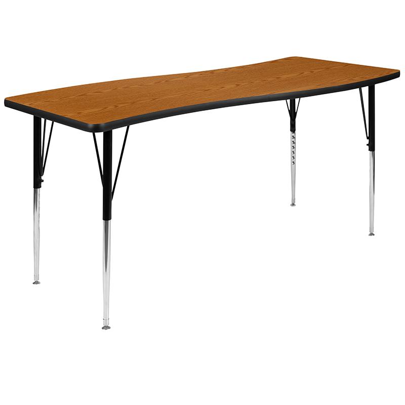 26"W x 60"L Rectangle Oak Thermal Activity Table - Standard Height Adjust Legs. Picture 2