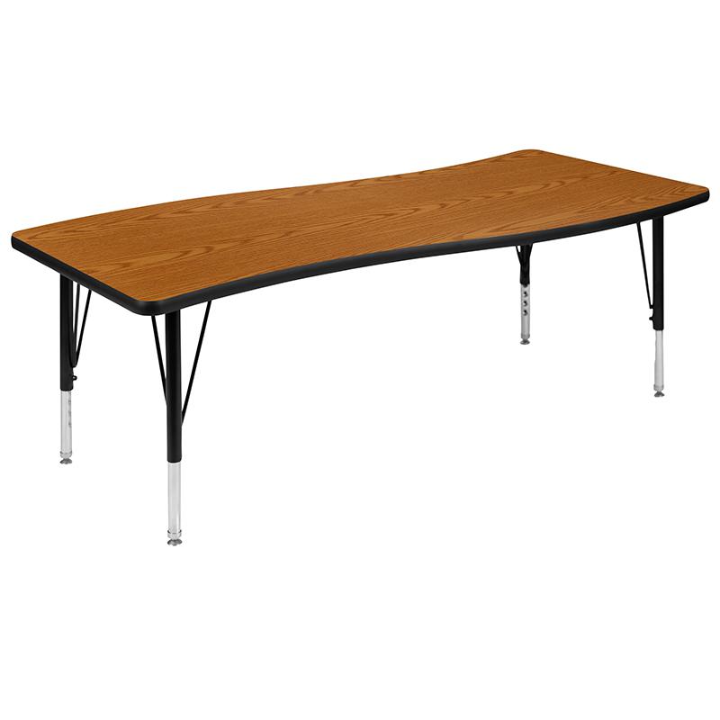 26"W x 60"L Wave Collaborative Oak Thermal Activity Table - Height Short Legs. Picture 2
