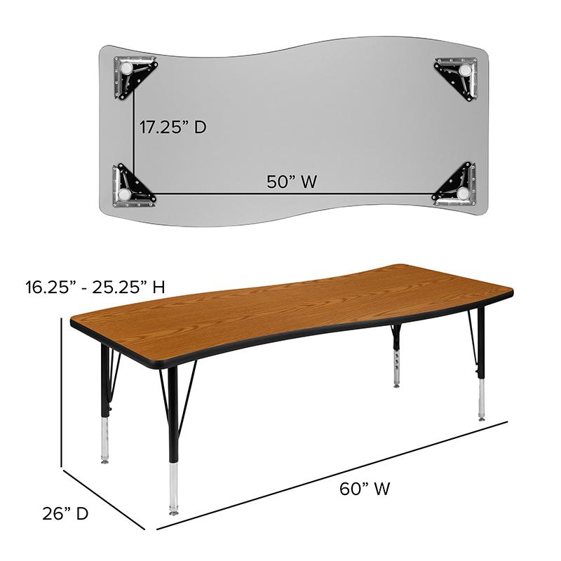 26"W x 60"L Wave Collaborative Oak Thermal Activity Table - Height Short Legs. Picture 5