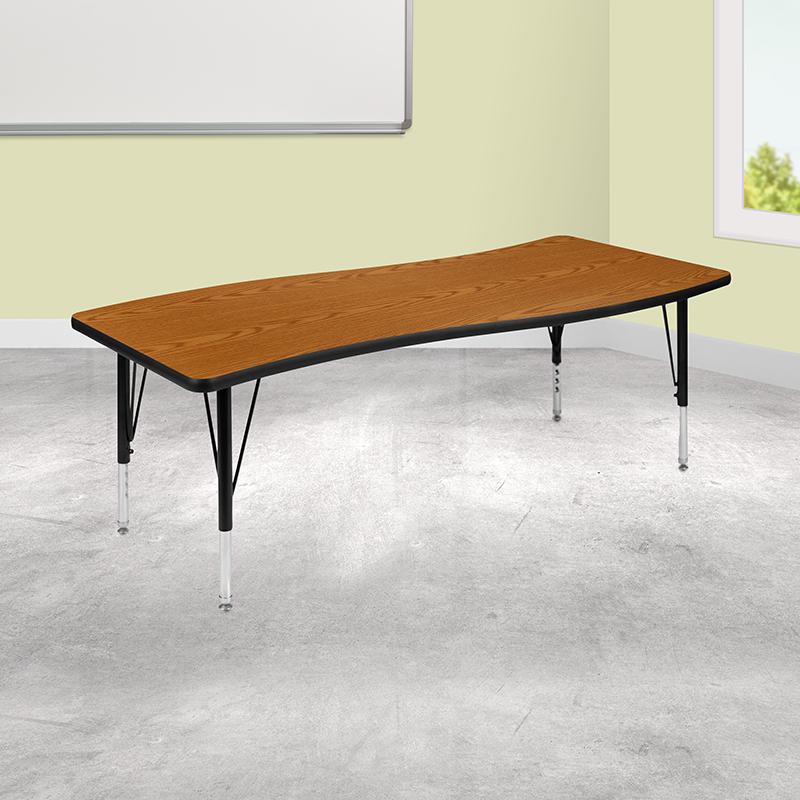26"W x 60"L Wave Collaborative Oak Thermal Activity Table - Height Short Legs. Picture 1