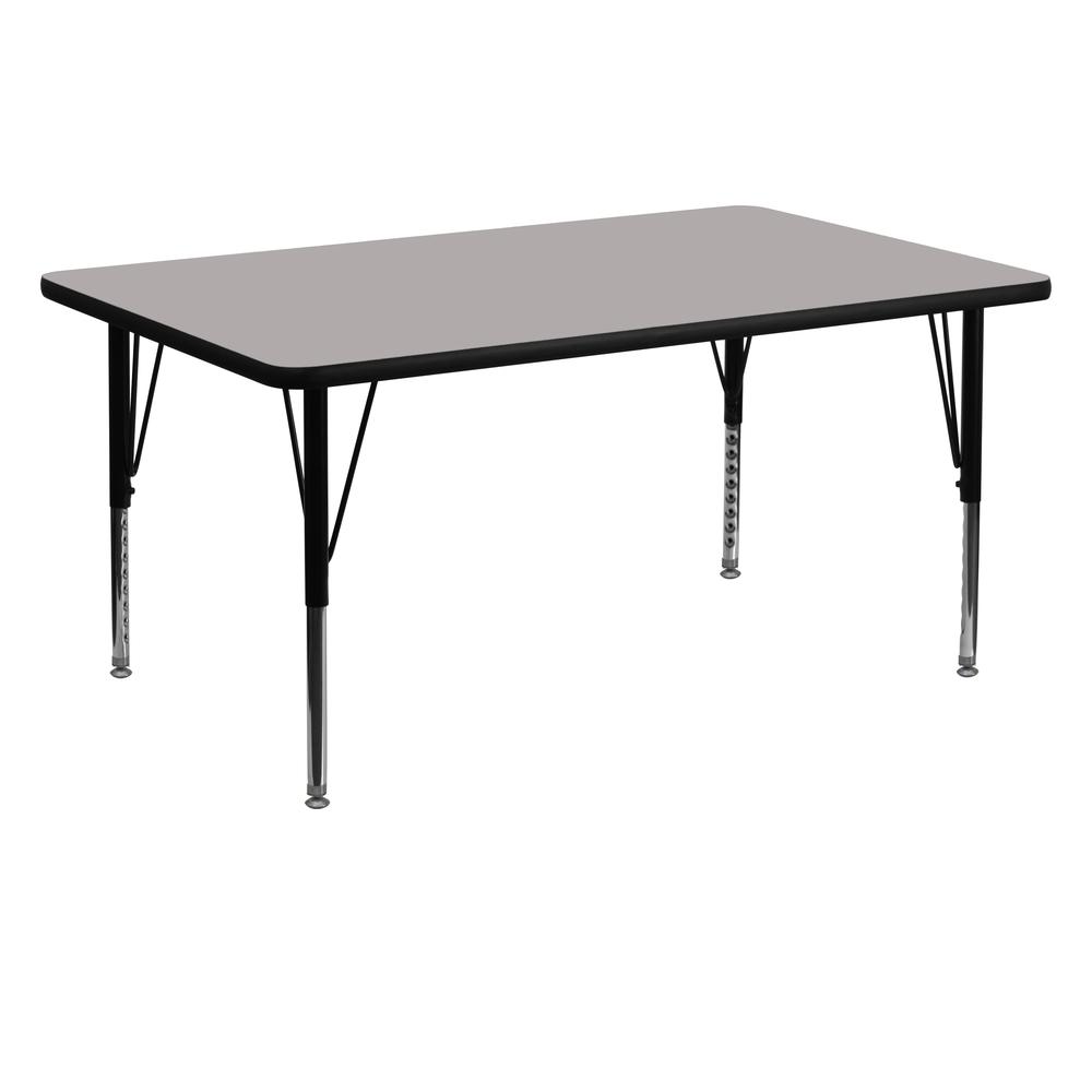 30''W x 60''L Rectangular Grey HP Laminate Activity Table - Height Adjustable Short Legs. Picture 1
