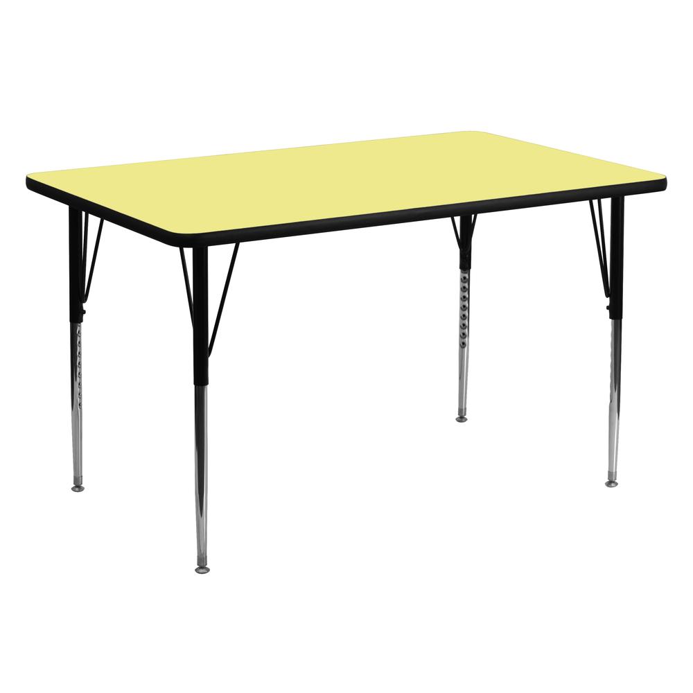 30''W x 60''L Yellow Thermal Activity Table - Standard Height Adjustable Legs. Picture 1