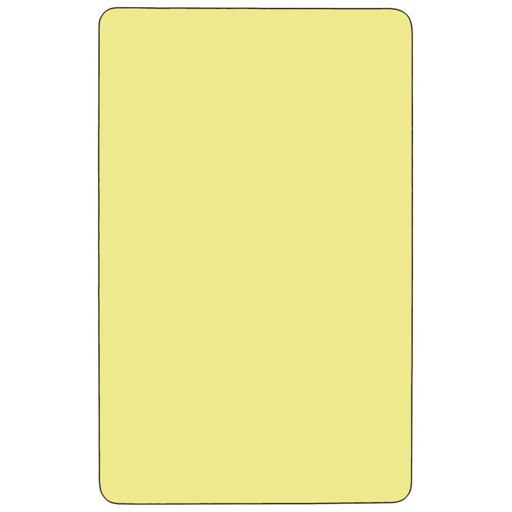 30''W x 60''L Rectangular Yellow Thermal Laminate Activity Table - Standard Height Adjustable Legs. Picture 2