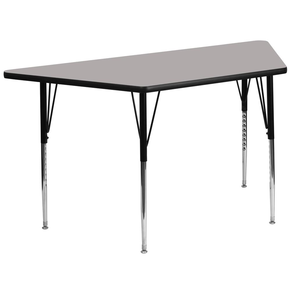 29''W x 57''L Trapezoid Grey HP Laminate Activity Table - Standard Height Adjustable Legs. The main picture.