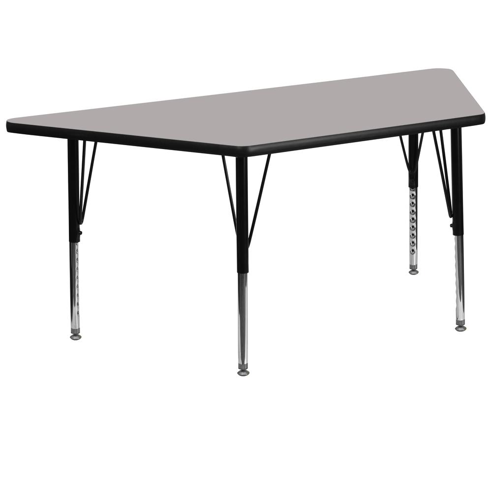 29''W x 57''L Trapezoid Grey HP Activity Table - Height Adjustable Short Legs. Picture 1