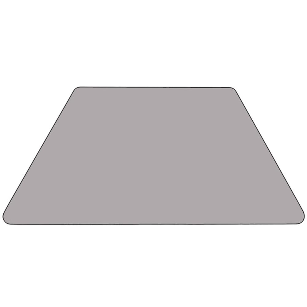 Mobile 29''W x 57''L Trapezoid Grey Thermal Laminate Activity Table - Standard Height Adjustable Legs. Picture 2