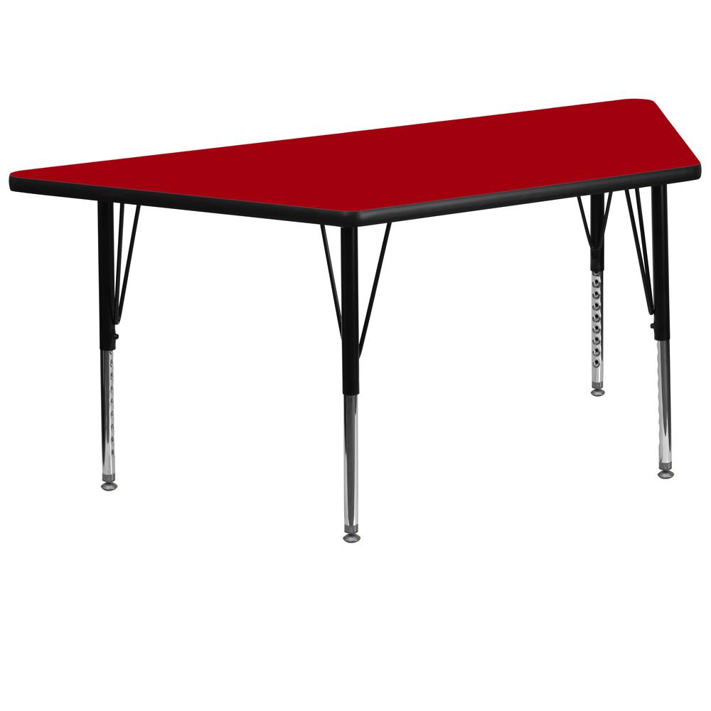 29''W x 57''L Trapezoid Red Thermal Activity Table - Height Short Legs. Picture 1