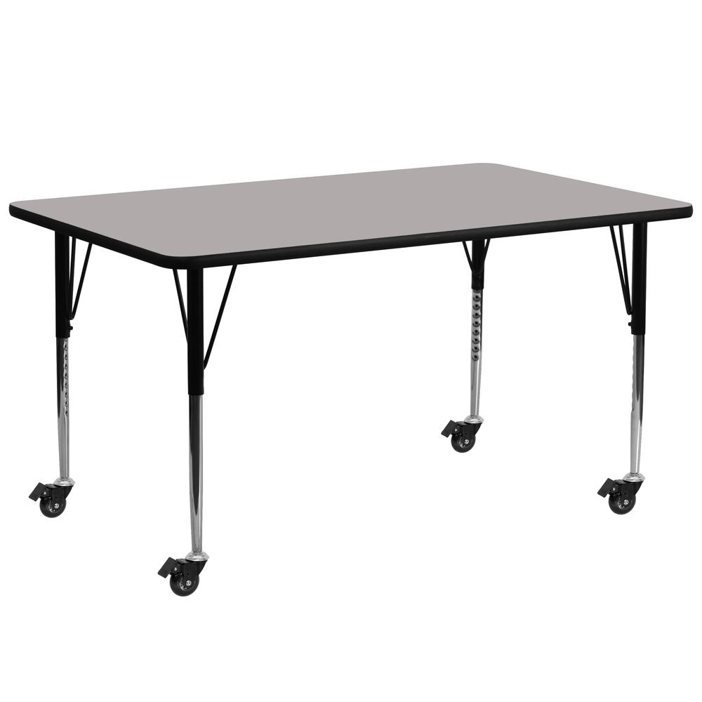 Mobile 30''W x 72''L Grey HP Activity Table - Standard Height Adjustable Legs. Picture 1