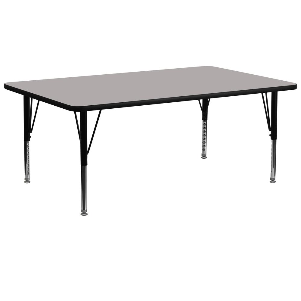 30''W x 72''L Rectangular Grey HP Activity Table - Height Adjustable Short Legs. Picture 1