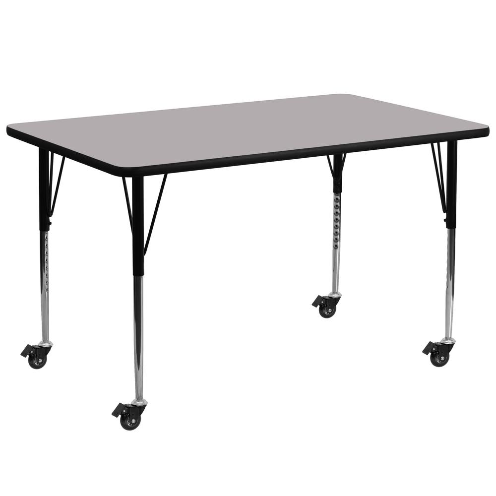 Mobile 30''W x 72''L Grey Thermal Activity Table - Standard Height Legs. Picture 1
