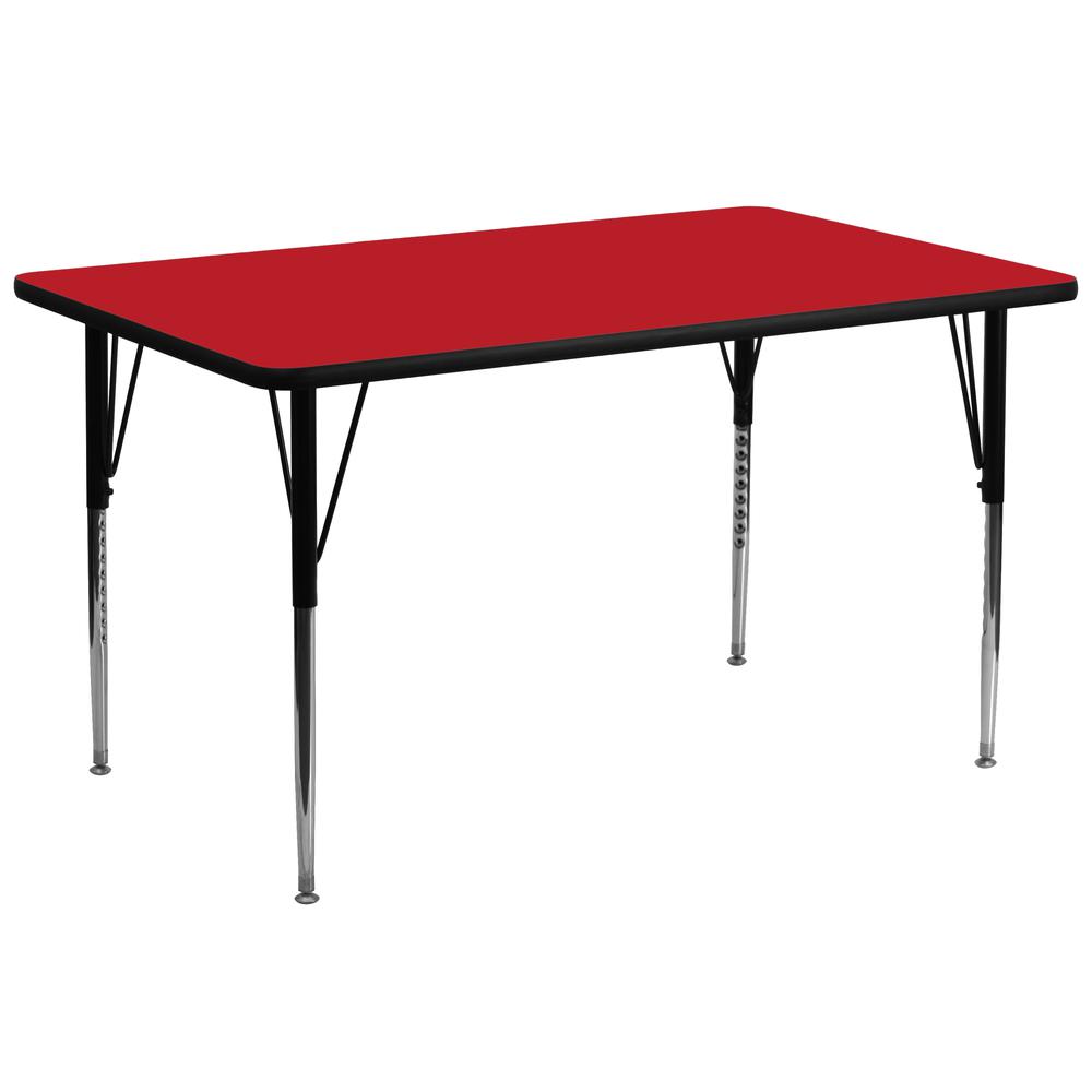 30''W x 72''L Red HP Activity Table - Standard Height Adjustable Legs. Picture 1
