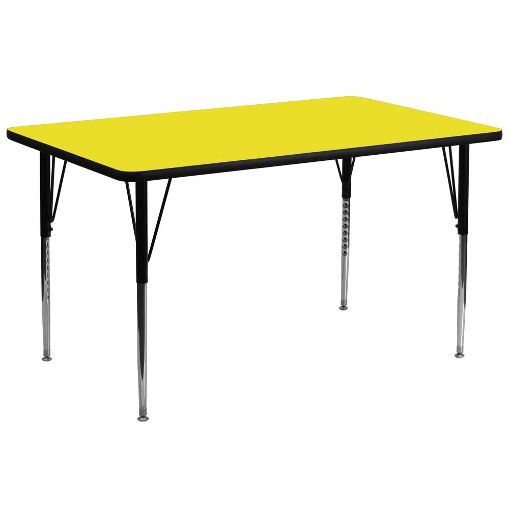30''W x 72''L Yellow HP Activity Table - Standard Height Adjustable Legs. Picture 1