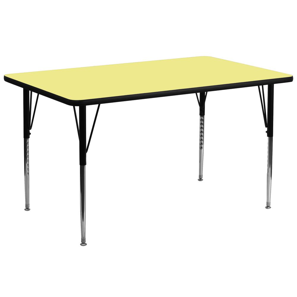30''W x 72''L Yellow Thermal Activity Table - Standard Height Adjustable Legs. Picture 1