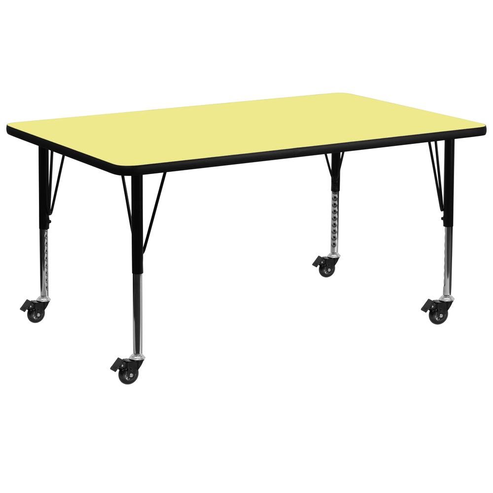 Mobile 30''W x 72''L Yellow Thermal Activity Table - Height Short Legs. Picture 1