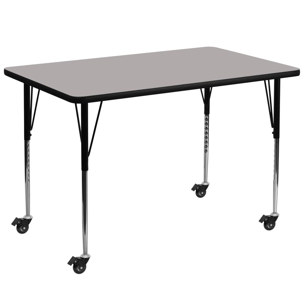 Mobile 36''W x 72''L Grey HP Activity Table - Standard Height Adjustable Legs. Picture 1