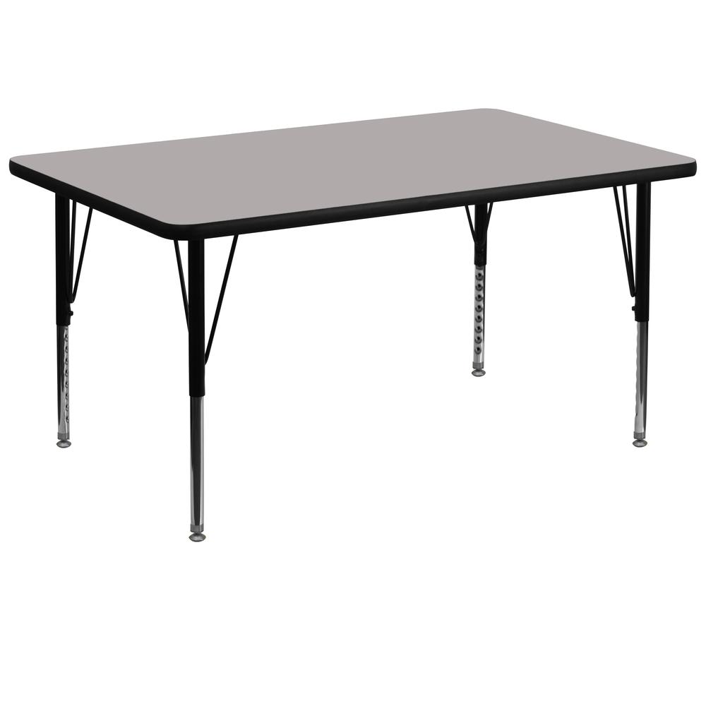36''W x 72''L Rectangular Grey HP Laminate Activity Table - Height Adjustable Short Legs. Picture 1