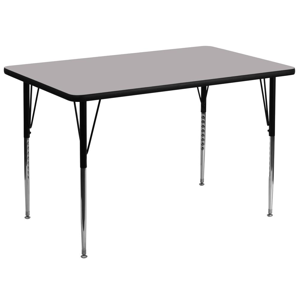 36''W x 72''L Grey Thermal Activity Table - Standard Height Adjustable Legs. Picture 1