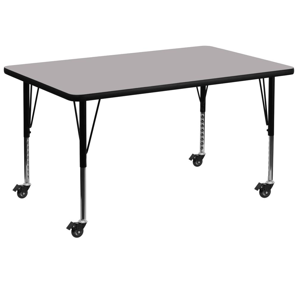 Mobile 36''W x 72''L Grey Thermal Activity Table - Height Adjustable Short Legs. Picture 1