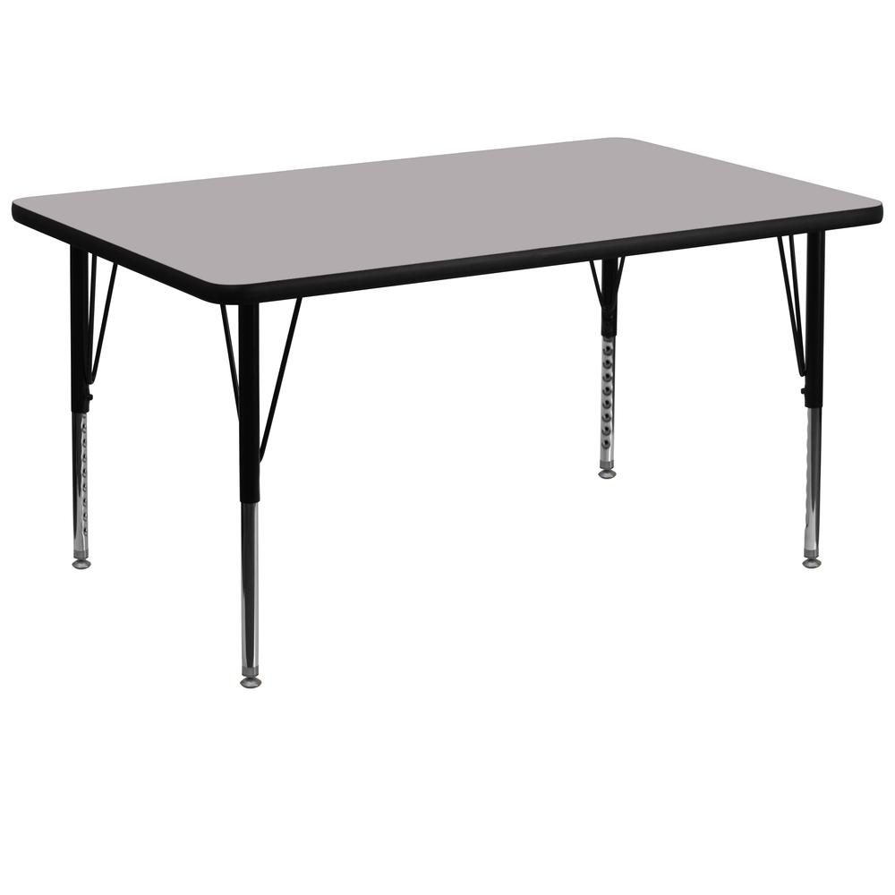 36''W x 72''L Grey Thermal Activity Table - Height Adjustable Short Legs. Picture 1
