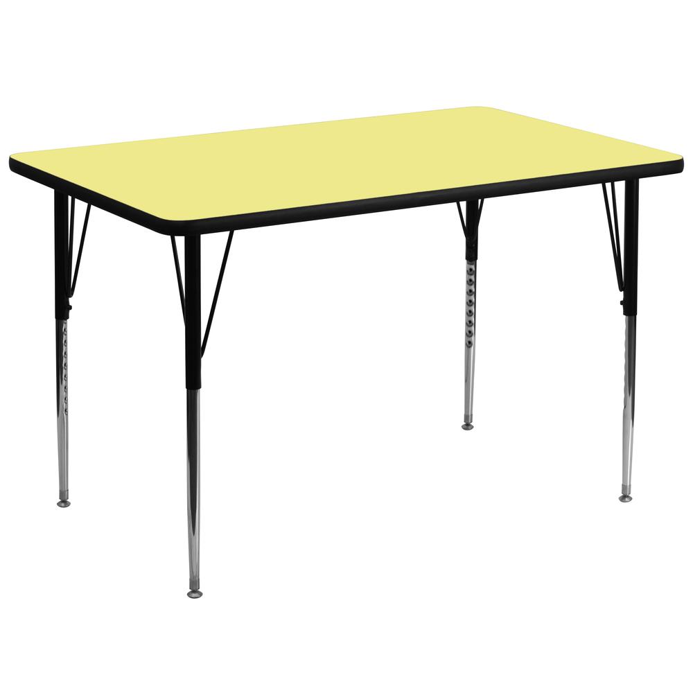 36''W x 72''L Yellow Thermal Activity Table - Standard Height Adjustable Legs. Picture 1