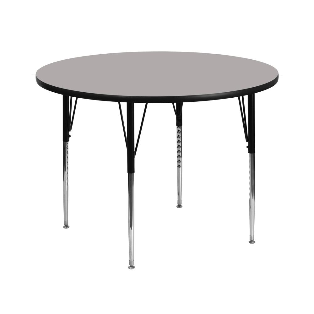 42'' Round Grey HP Laminate Activity Table - Standard Height Adjustable Legs. Picture 1
