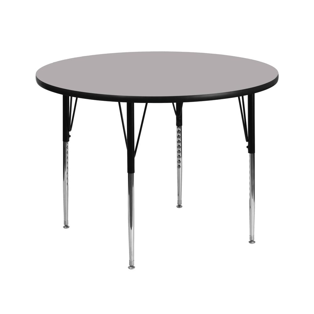 42'' Round Grey Thermal Activity Table - Standard Height Adjustable Legs. Picture 1
