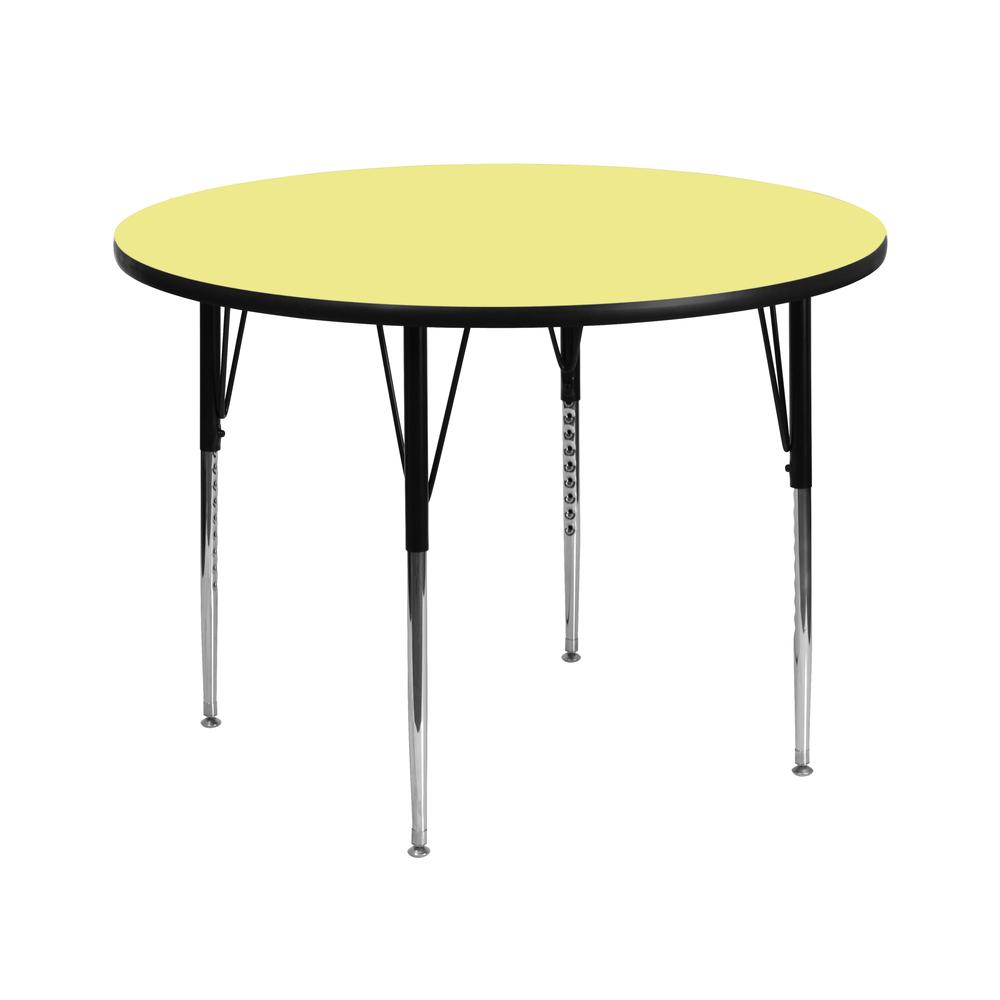 42'' Round Yellow Thermal Laminate Activity Table. Picture 1