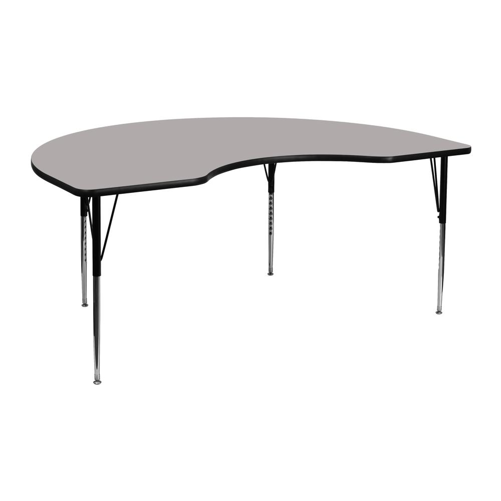48''W x 72''L Kidney Grey HP Laminate Activity Table - Standard Height Adjustable Legs. Picture 1