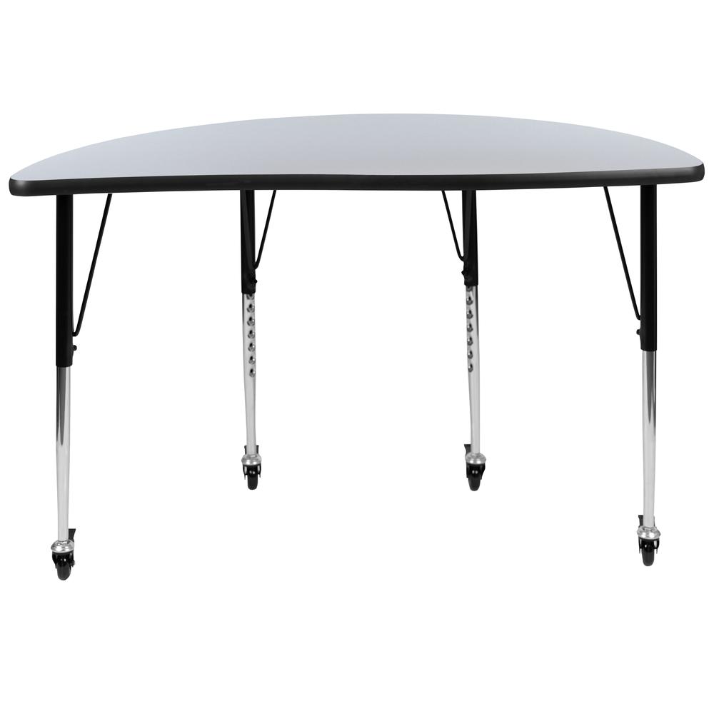 Mobile 47.5" Half Circle Grey Activity Table - Standard Height Legs. Picture 3
