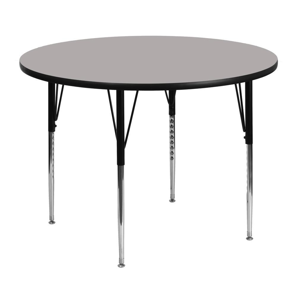 48'' Round Grey HP Laminate Activity Table - Standard Height Adjustable Legs. Picture 1