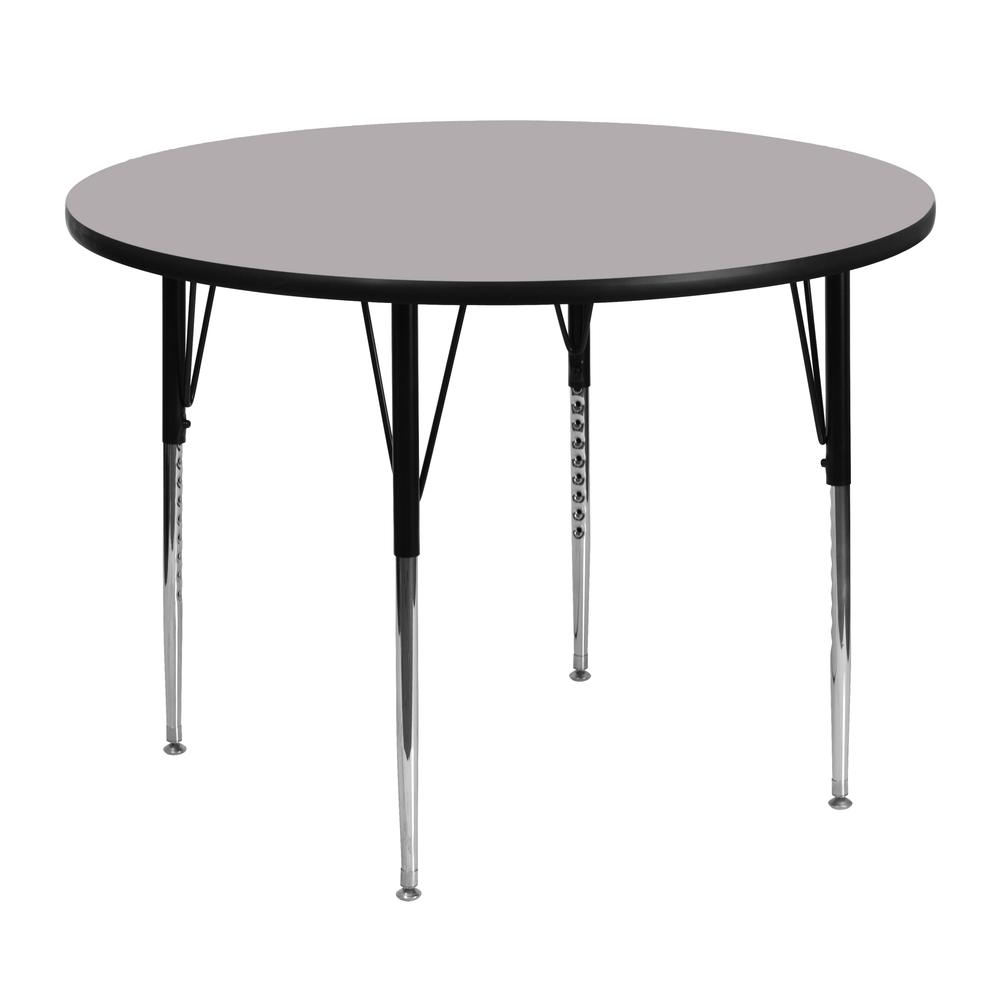 48'' Round Grey Thermal Laminate Activity Table - Standard Height Adjustable Legs. Picture 1