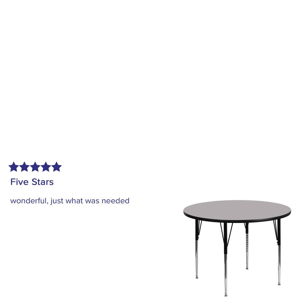 48'' Round Grey Thermal Laminate Activity Table - Standard Height Adjustable Legs. Picture 3
