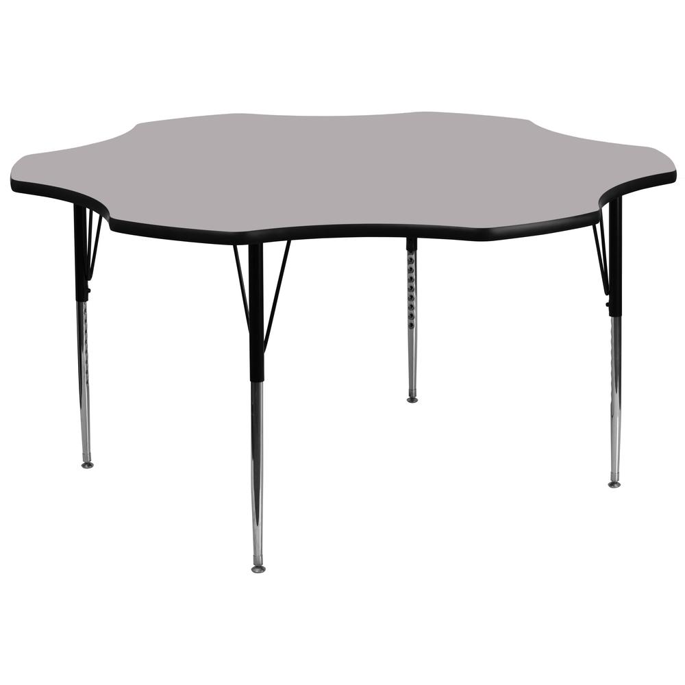 60'' Flower Grey Thermal Activity Table - Standard Height Adjustable Legs. Picture 1