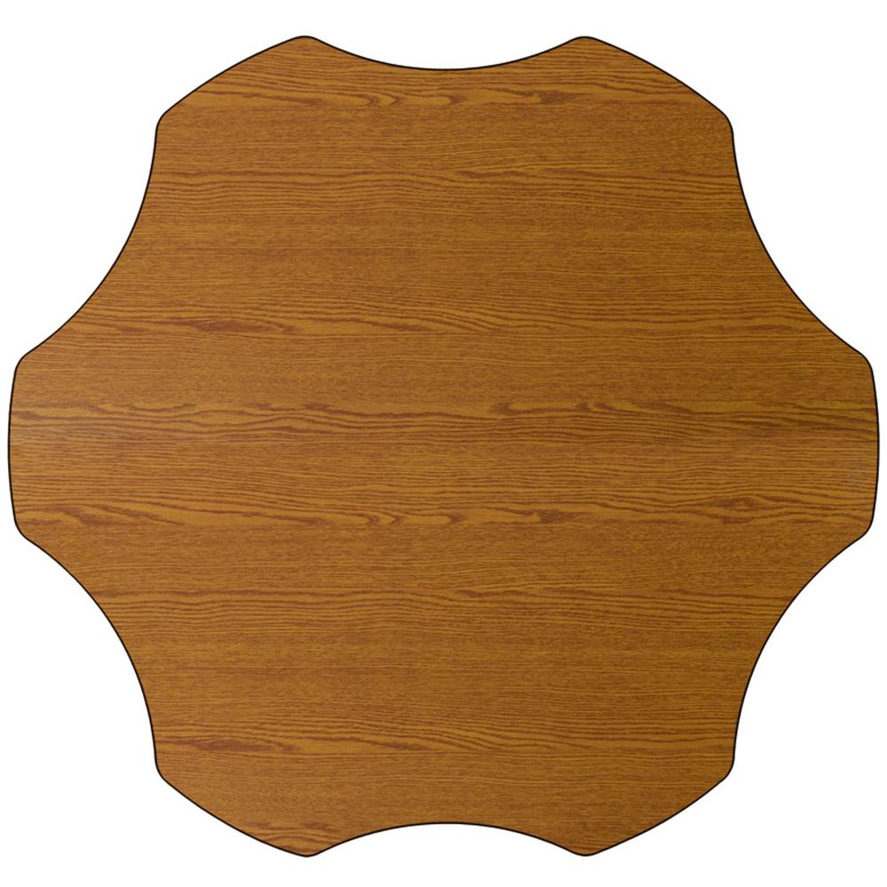 60'' Flower Oak Thermal Laminate Activity Table - Standard Height Adjustable Legs. Picture 2