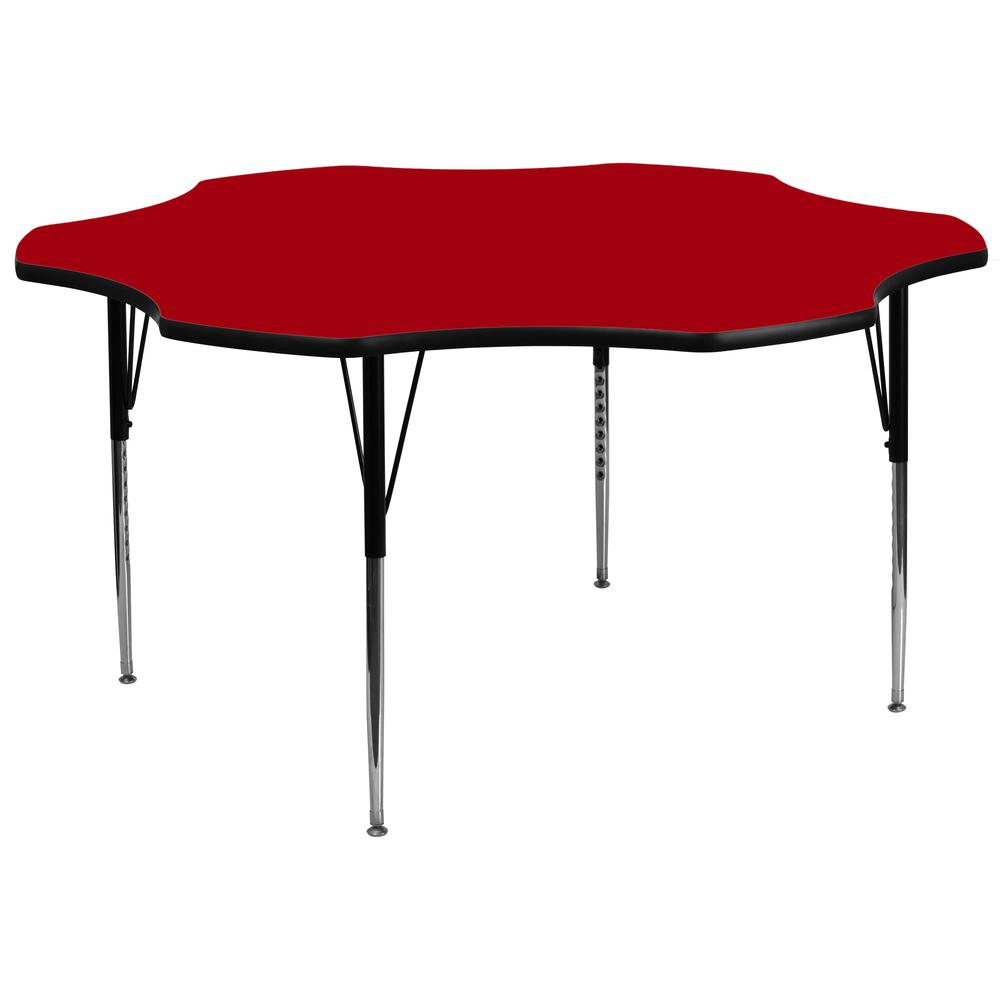 60'' Flower Red Thermal Activity Table - Standard Height Adjustable Legs. Picture 1