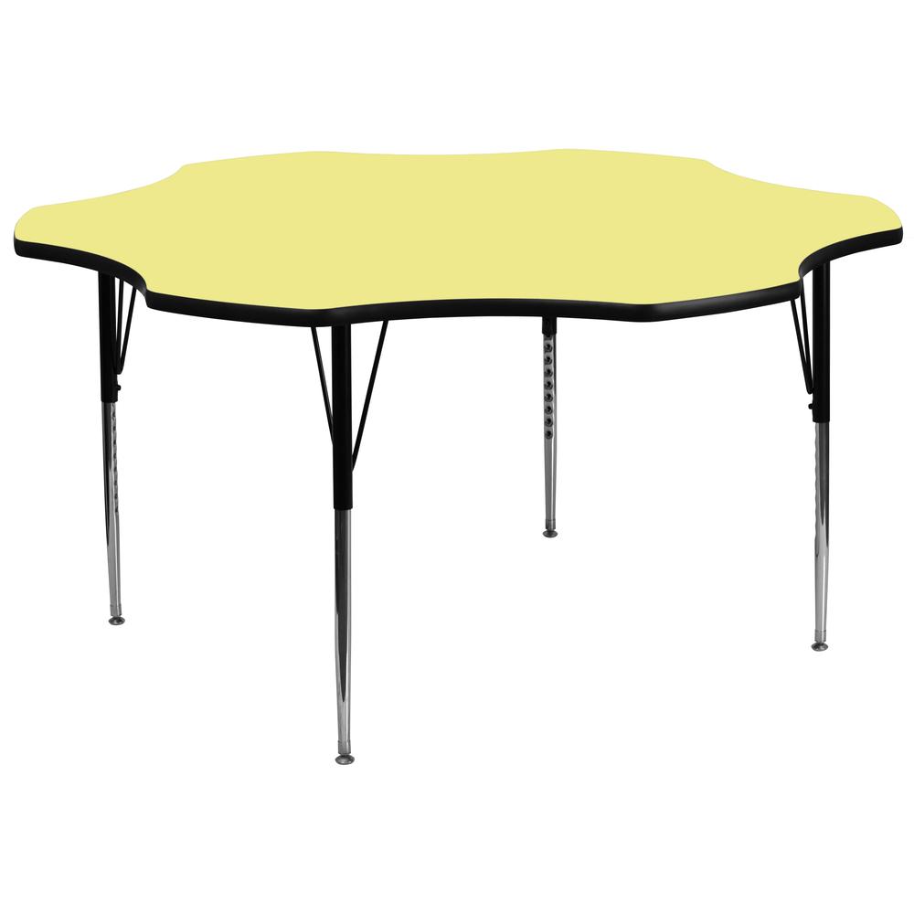 60'' Flower Yellow Thermal Activity Table - Standard Height Adjustable Legs. Picture 1