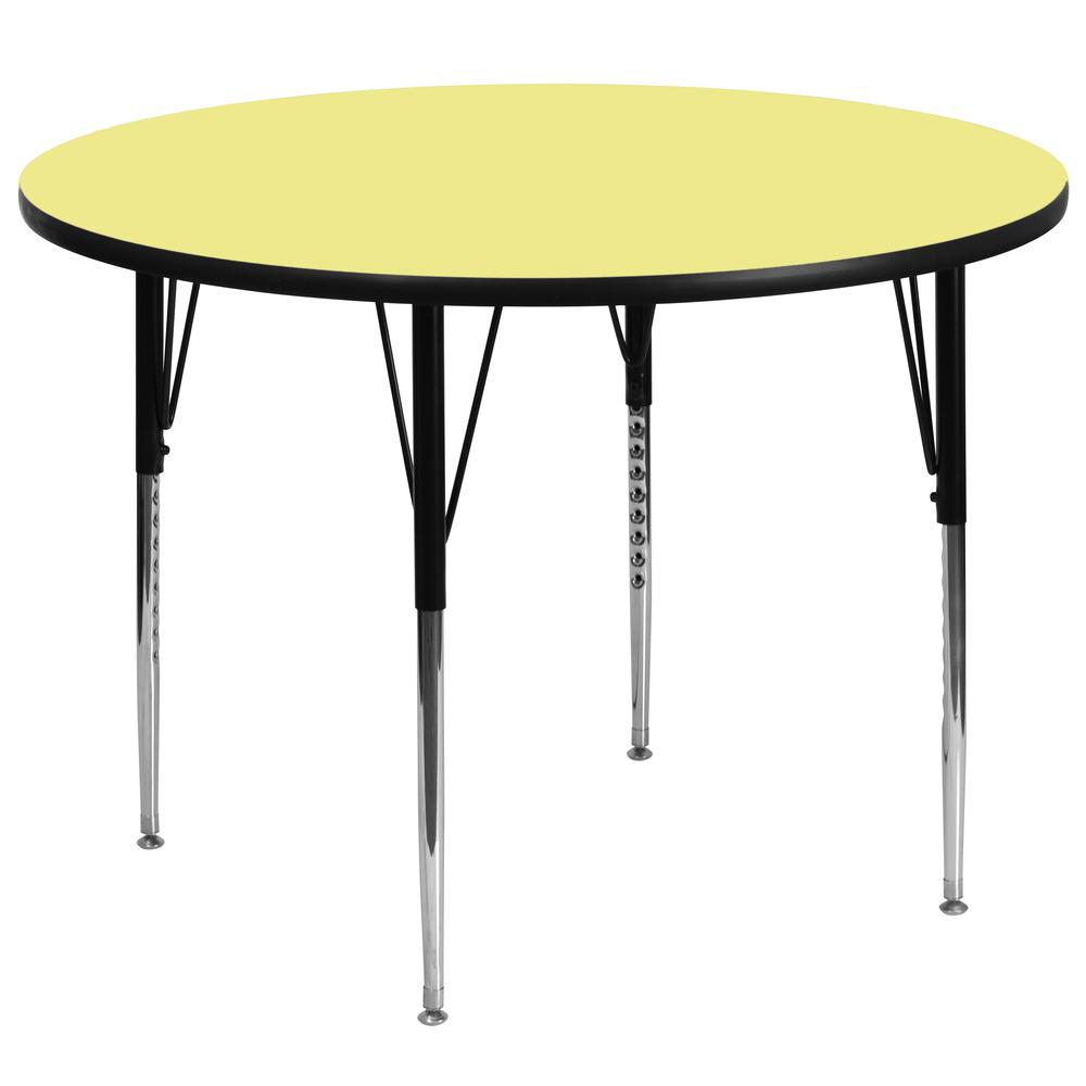 60'' Round Yellow Thermal Laminate Activity Table. Picture 1