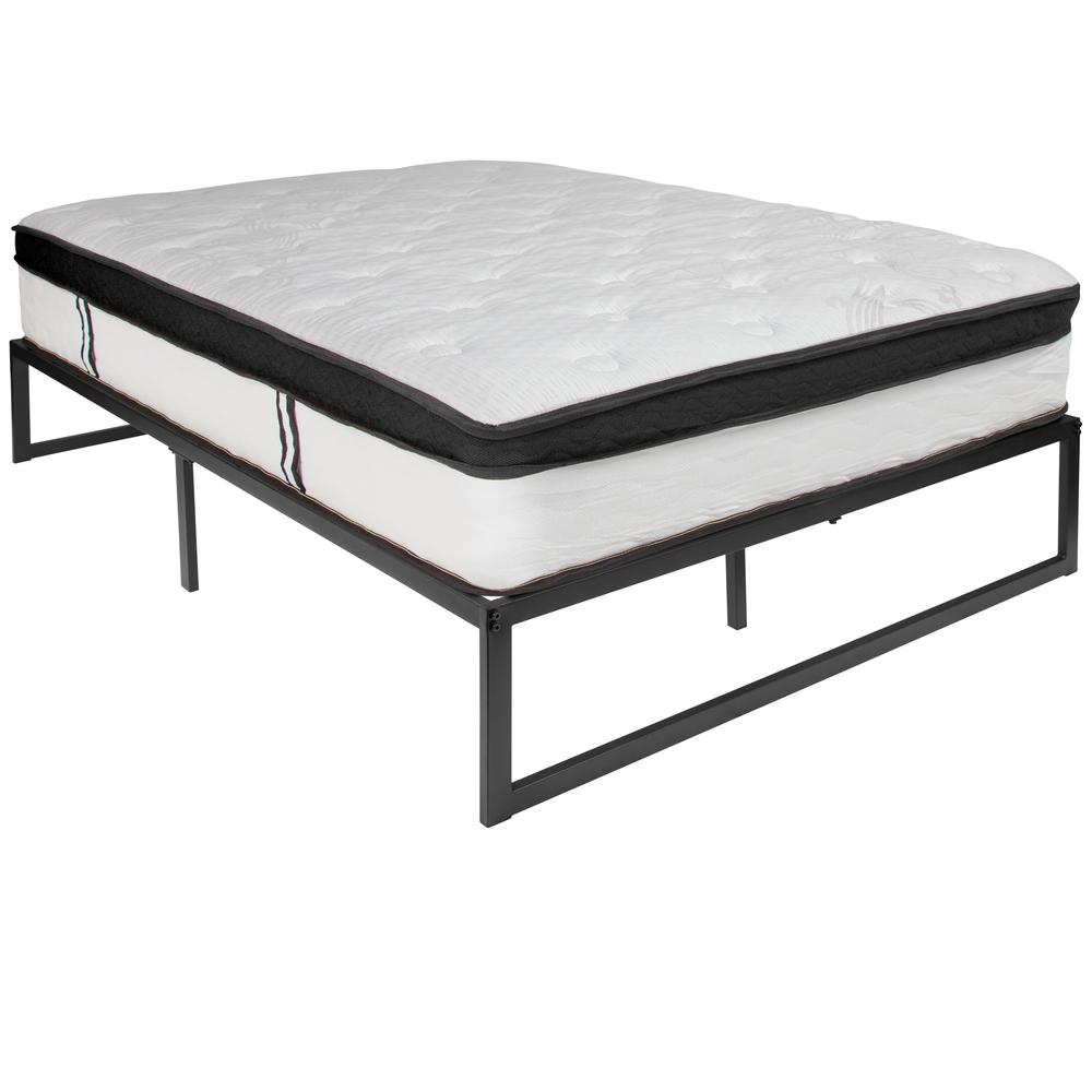 14 in Metal Platform Bed Frame with 12 in Memory Foam Mattress - Full. Picture 2