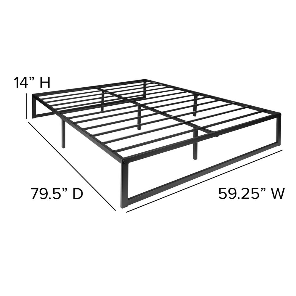 14 in Metal Platform Bed Frame and 2 in Cool Gel Memory Foam Topper - Queen. Picture 7