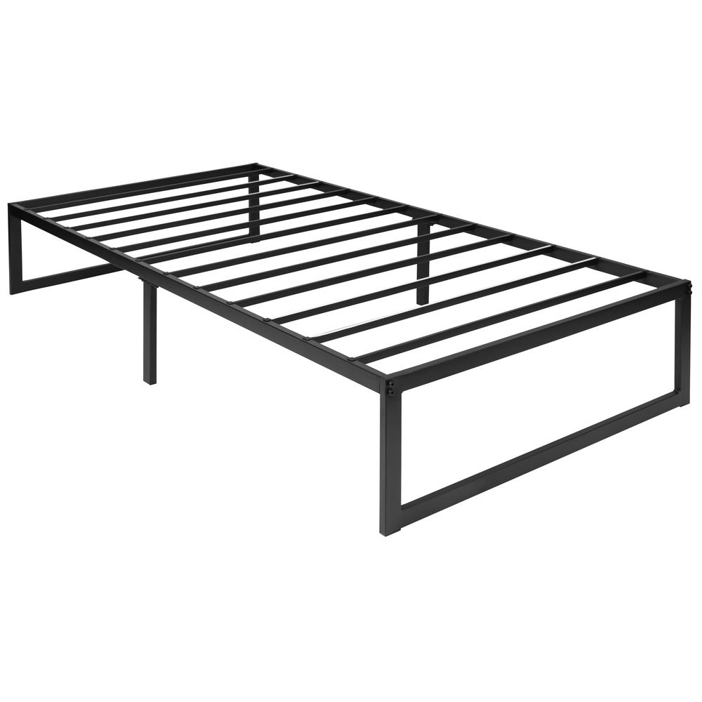14 in Metal Platform Bed Frame and 2 in Cool Gel Memory Foam Topper - Twin. Picture 10