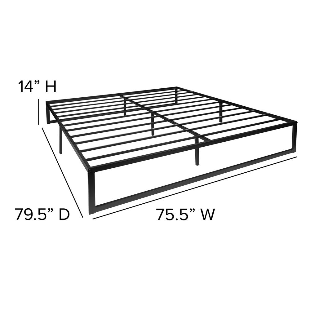 14 in Metal Platform Bed Frame and 3 in Cool Gel Memory Foam Topper - King. Picture 7