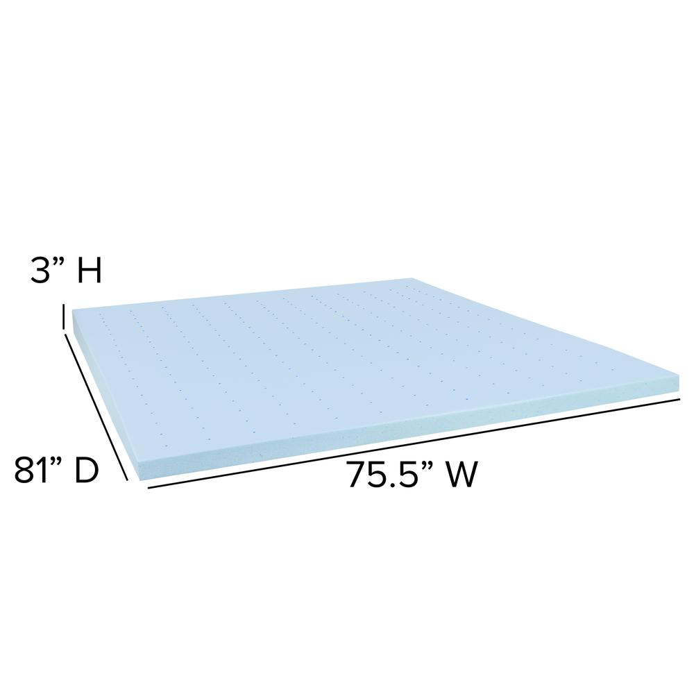 14 in Metal Platform Bed Frame and 3 in Cool Gel Memory Foam Topper - King. Picture 9