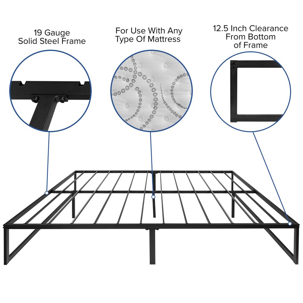 14 in Metal Platform Bed Frame and 3 in Cool Gel Memory Foam Topper - King. Picture 4