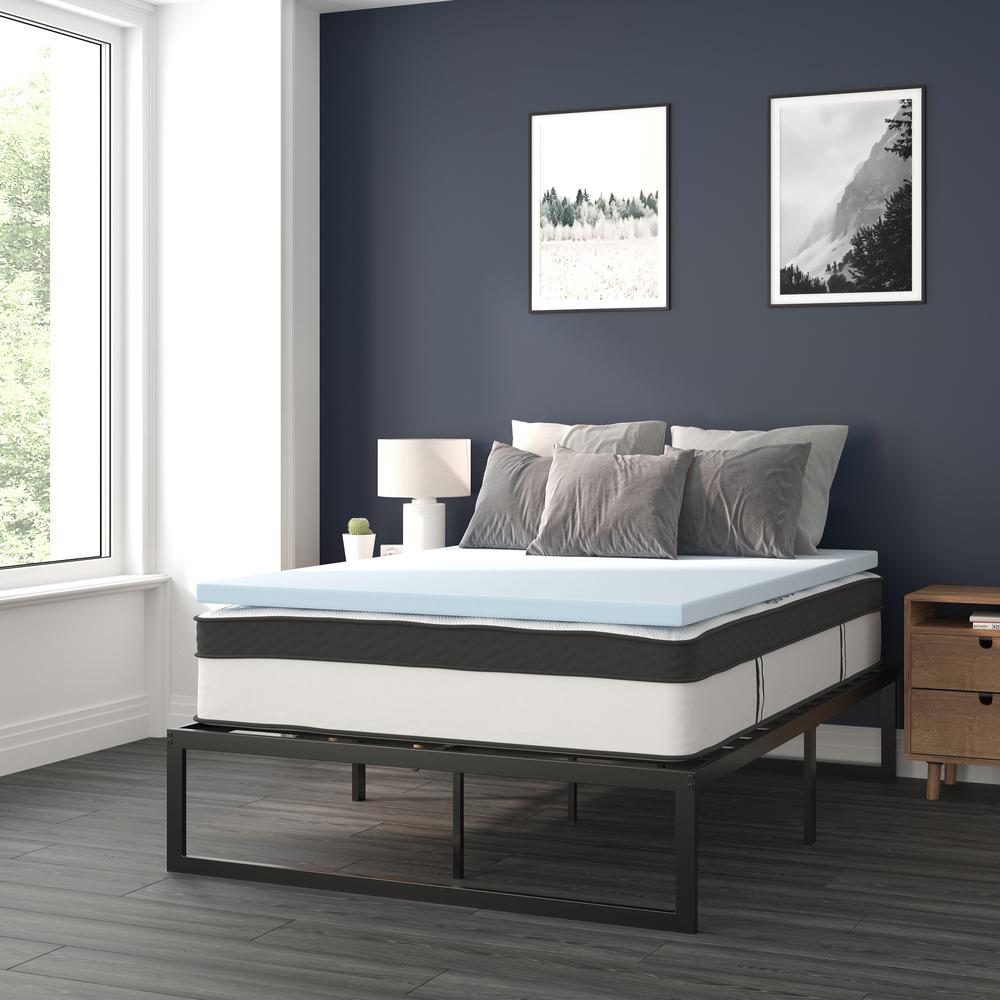 14 in Metal Platform Bed Frame with 12 in Mattress and 2 in Topper - Full. Picture 2