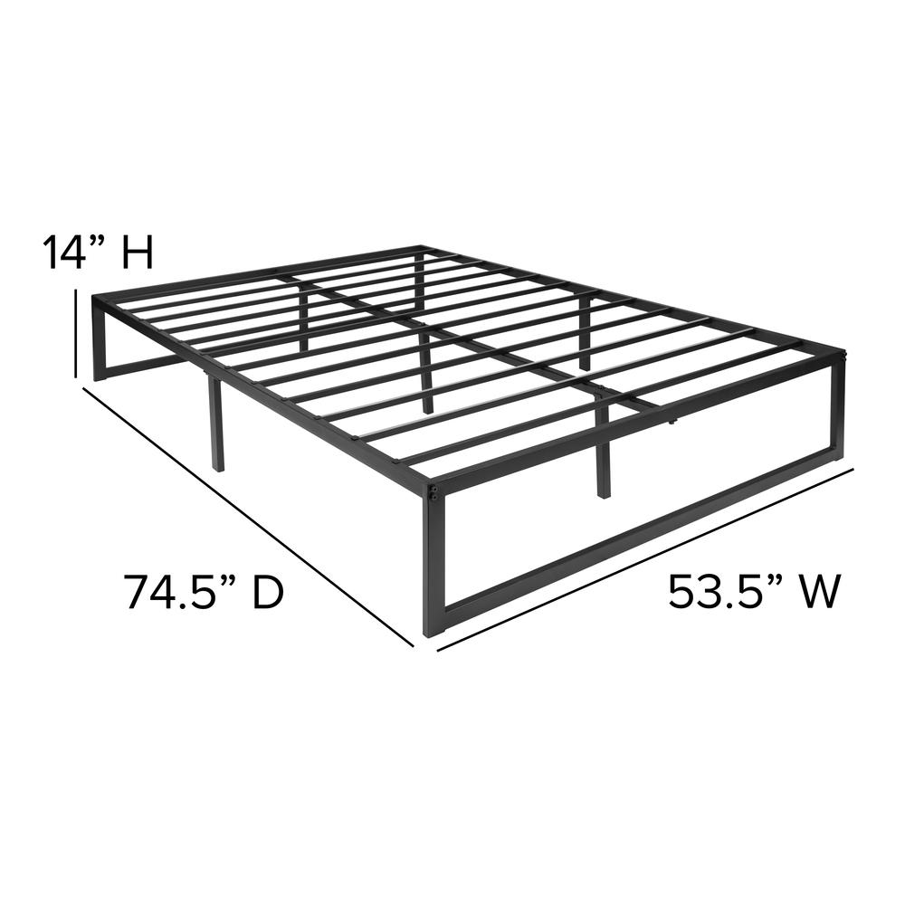 14 in Metal Platform Bed Frame with 12 in Mattress and 3 in Topper - Full. Picture 7