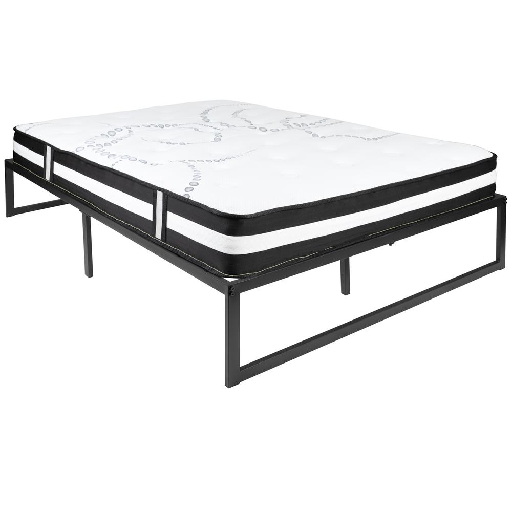 14 Inch Metal Platform Bed Frame with 12 Inch Pocket Spring Mattress in a Box (No Box Spring Required) - Full. Picture 2