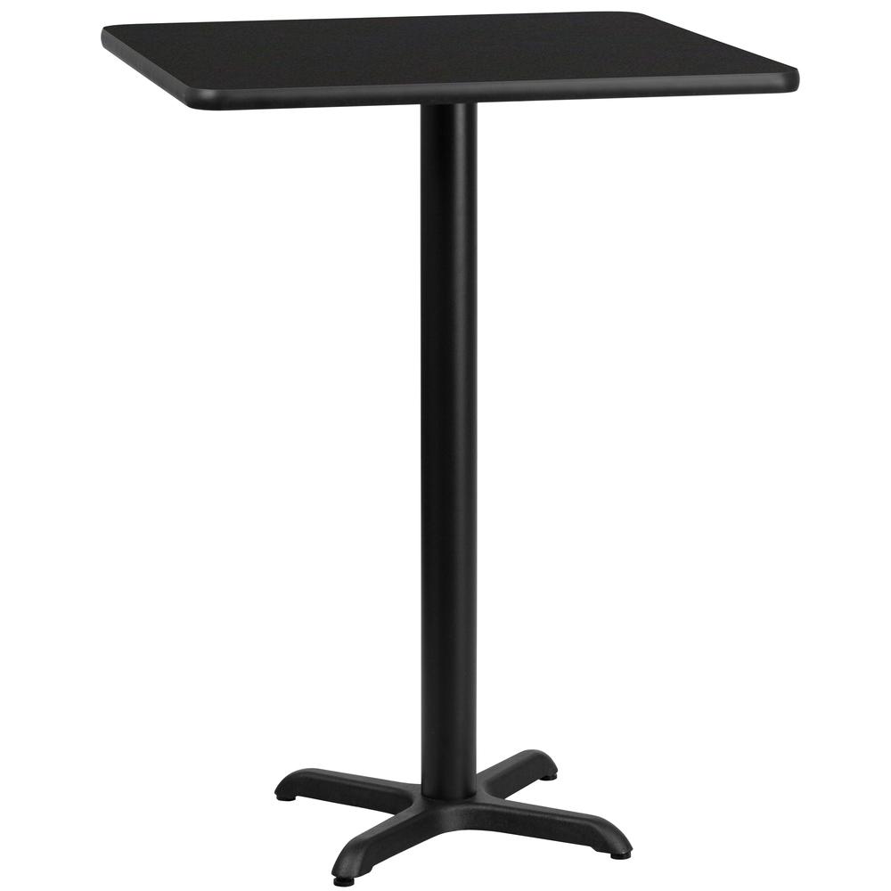 24'' Square Black Laminate Table Top with 22'' x 22'' Bar Height Table Base. Picture 1