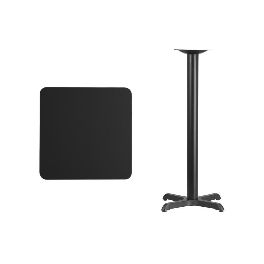 24'' Square Black Laminate Table Top with 22'' x 22'' Bar Height Table Base. Picture 2